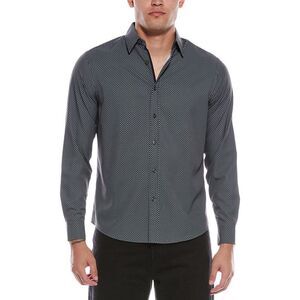 Report Collection Mens  Print Sport Shirt, Gray